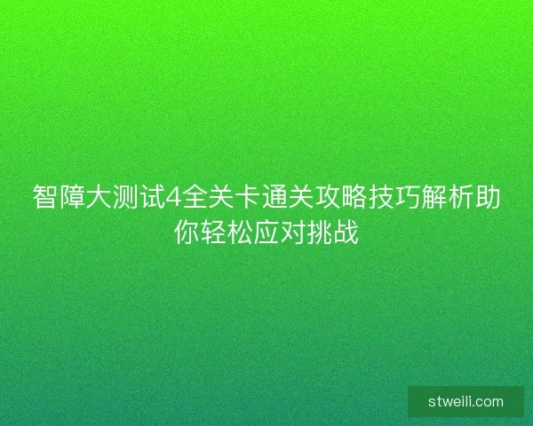 智障大测试4全关卡通关攻略技巧解析助你轻松应对挑战